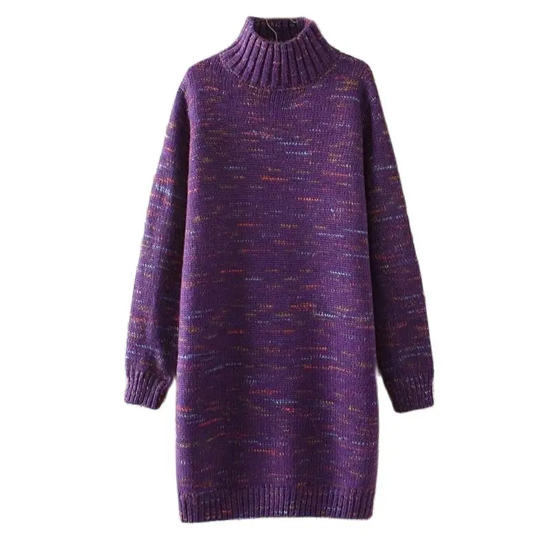 

2022 Knit Sweaters Long Women's Autumn Winter Half-high Collar Pullover Bottoming Sweaters Female Thick Warm Loose Sweaters G90