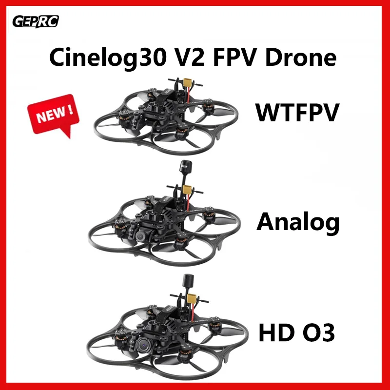 GEPRC Cinelog30 V2 WTFPV/Analog/HD O3 TAKER F722 45A 32Bit AIO SPEEDX2 1404 XT30 with PNP/ ELRS2.4G / TBS NanoRX FPV Drone