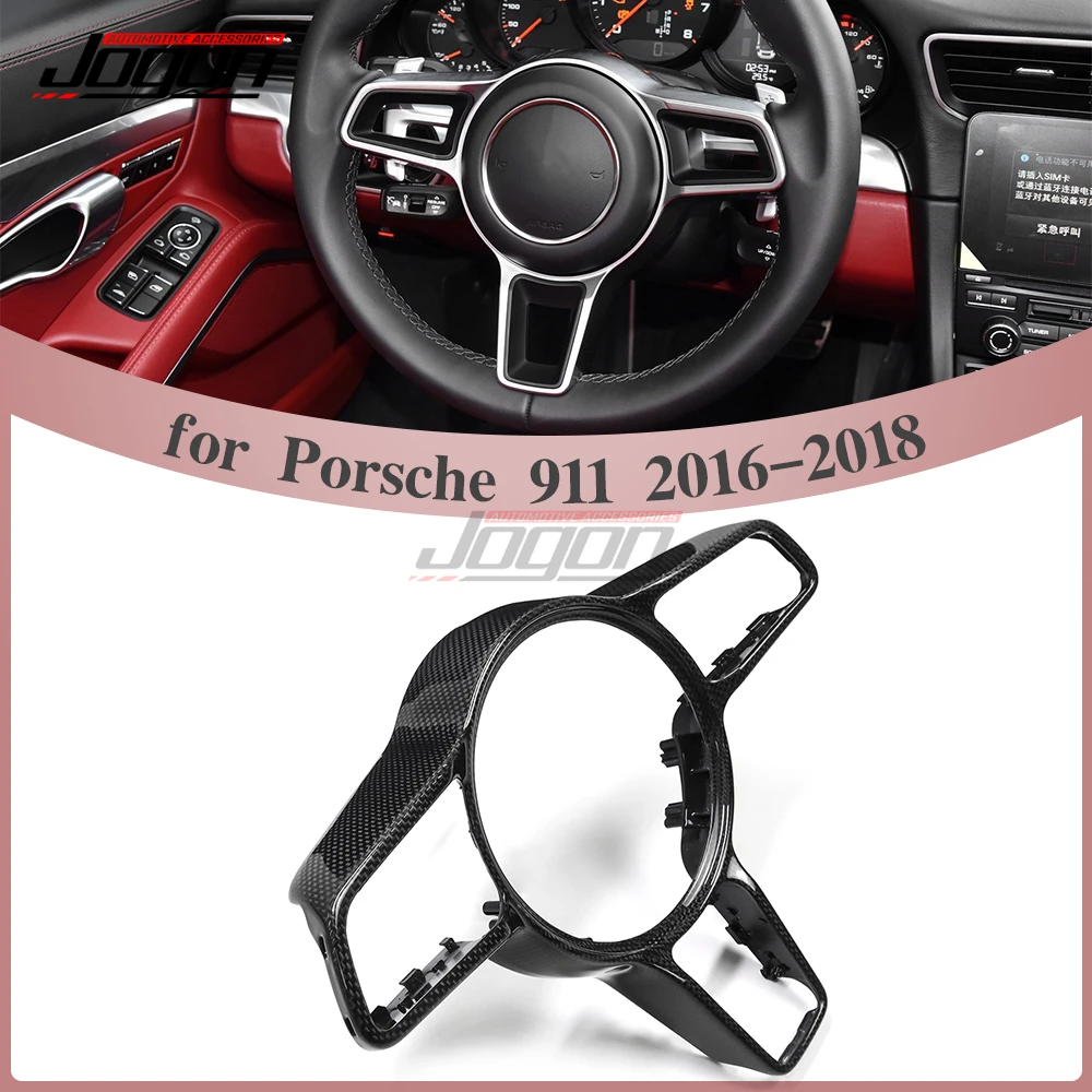 

Replacement Accessories Carbon Fiber For Porsche 911 2016 2017 2018 Car Interior Steering Wheel Frame Cover Trim Decoration