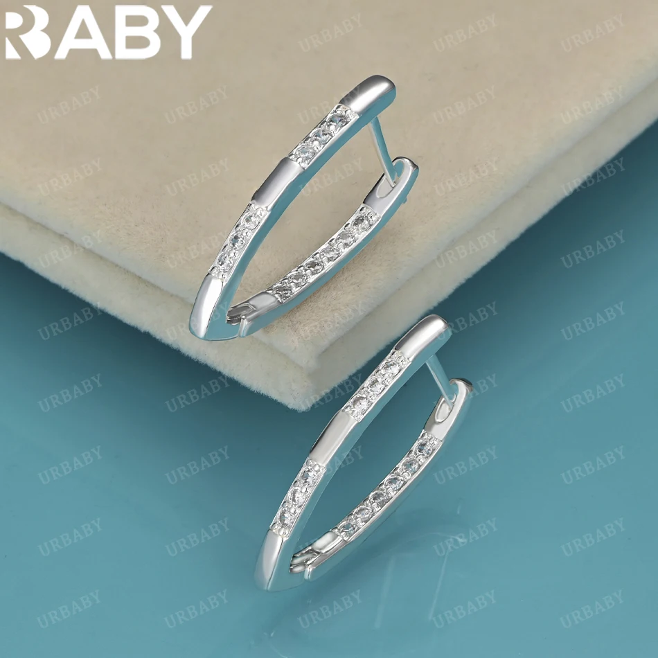

URBABY 925 Sterling Silver Zirconia V-shaped Earrings for Woman Anniversary Gift Popular wild Fashion party Jewelry