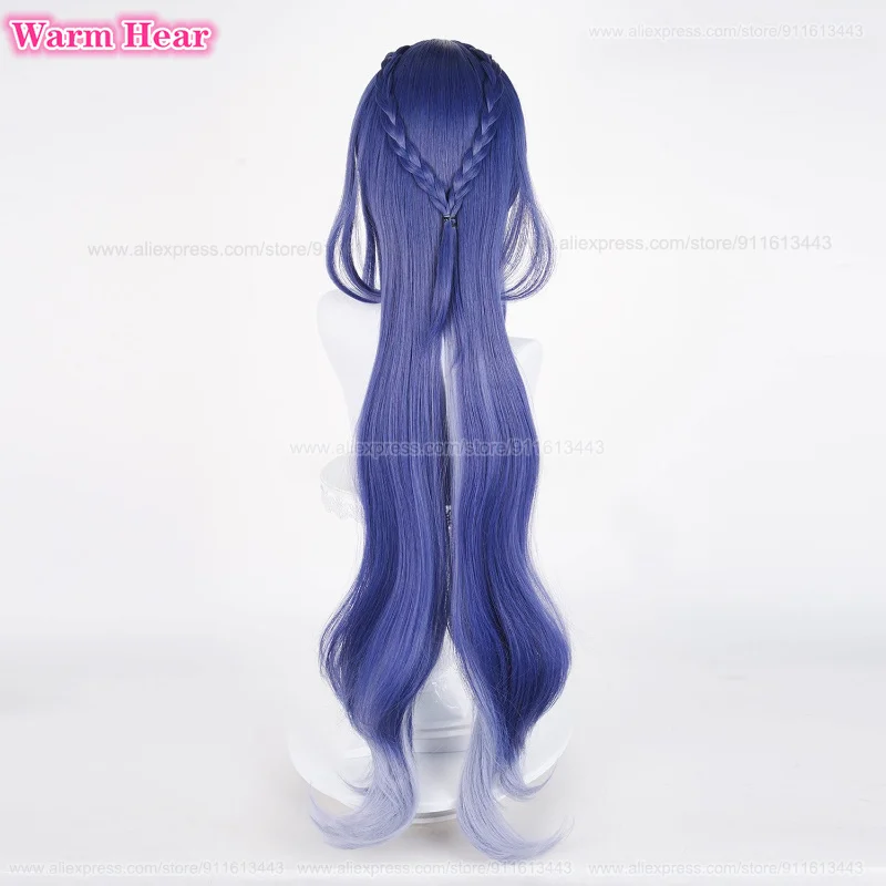 Peruka do Cosplay Anime Lauma Syntetyczne Włosy Długie 100cm Niebieski Gradient i Uszy Odporne na Ciepło Włosy na Halloween + Czepek pod Perukę