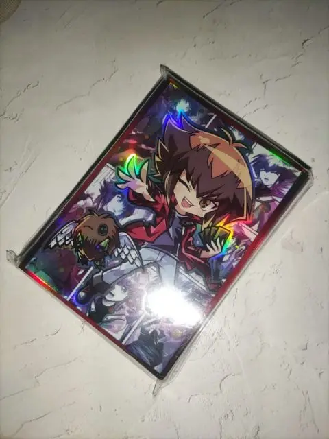 50PCS Yugioh Jaden Yuki Card Sleeves Yu-Gi-Oh! Yuki Judai OCG Trading Cards Holographic Shine Flash Protector Case