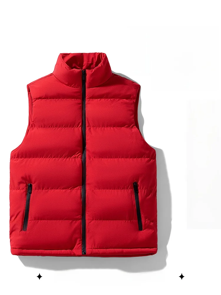 

Мужская хлопковая куртка-жилет в стиле Харадзюку, утепленная, повседневная, теплая, без рукавов, с воротником-стойкой, однотонная, осенне-зимняя верхняя одежда