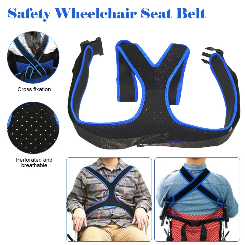 Wheelchair Seat Belt Breathable Anti-Slip Wheelchair Strap for Elderly Cares Adjustable Wheelchair Seat Belt Harness Restrain