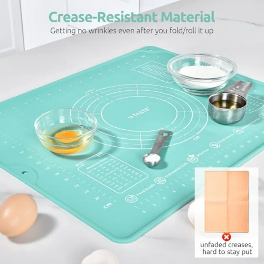 سجادة معجنات من السيليكون السائل مقاس 16 × 20 بوصة ومقاومة للحرارة بقدرة 600 درجة فهرنهايت بطول 13.76 بوصة، وملعقة مقلاة واسعة مقاس 3.63 بوصة للمطبخ