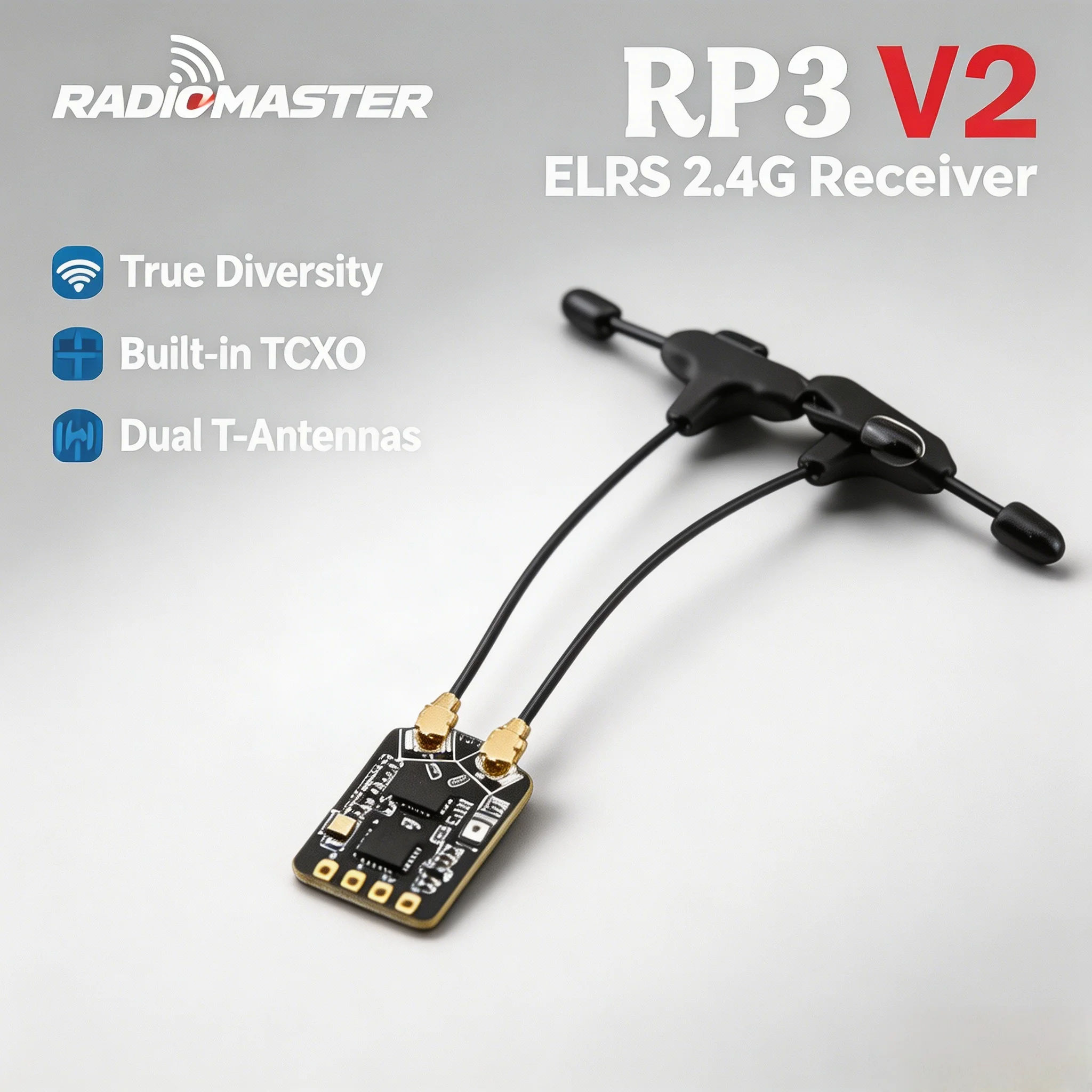RadioMaster RP3 V2 ExpressLRS 2.4GHz Nano Receiver Dual Antenna TCXO Diversity RX for FPV Racing Drone Fixed Wing 2026 New