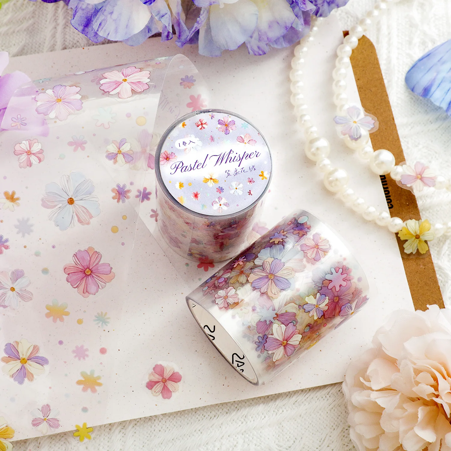 50mm*200cm Vintage Colorful Flower Landscape PET Tape Creative DIY Journal Material Collage Scrapbooking Stationery