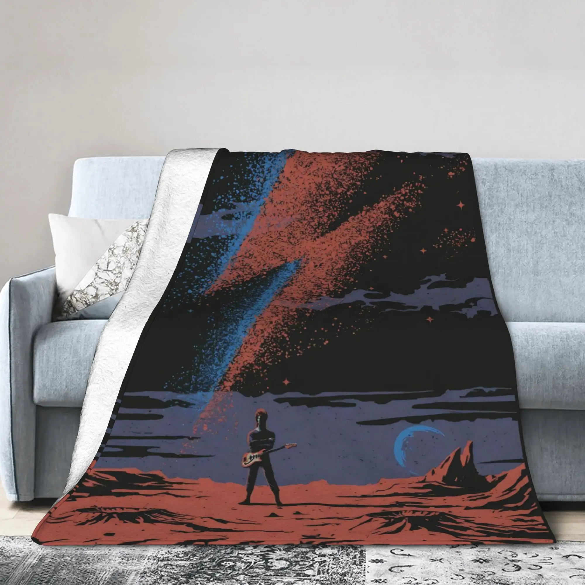 D-Davids B-Bowied Blanket Coral Fleece Plush All Season  Breathable Super Warm Throw Blanket for Bedding Outdoor Quilt