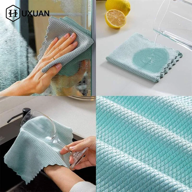 10Pcs Microfiber Kitchen Towel Ultra Soft Magic Cleaning Cloth Absorbent Cleaning Rags Reusable Wipe Cloths Dishcloth