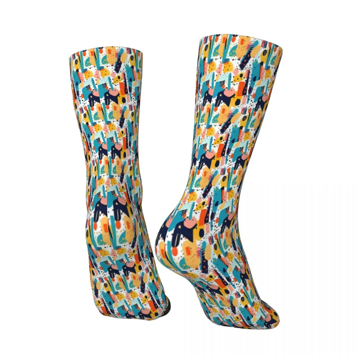 Retro Vibes Old School Pattern Stream Design Sock Socks Men Women Polyester Stockings Customizable Design