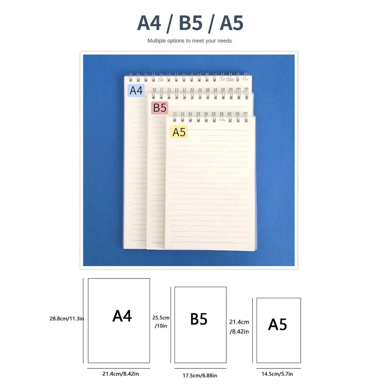 1 Flip-Up-Spiralnotizbuch, einfaches Raster, horizontale Linien, vertikales Flip-Notizbuch A5/B5/A4, dickes Notizbuch mit horizontalen Linien, für Studenten – Detail 4