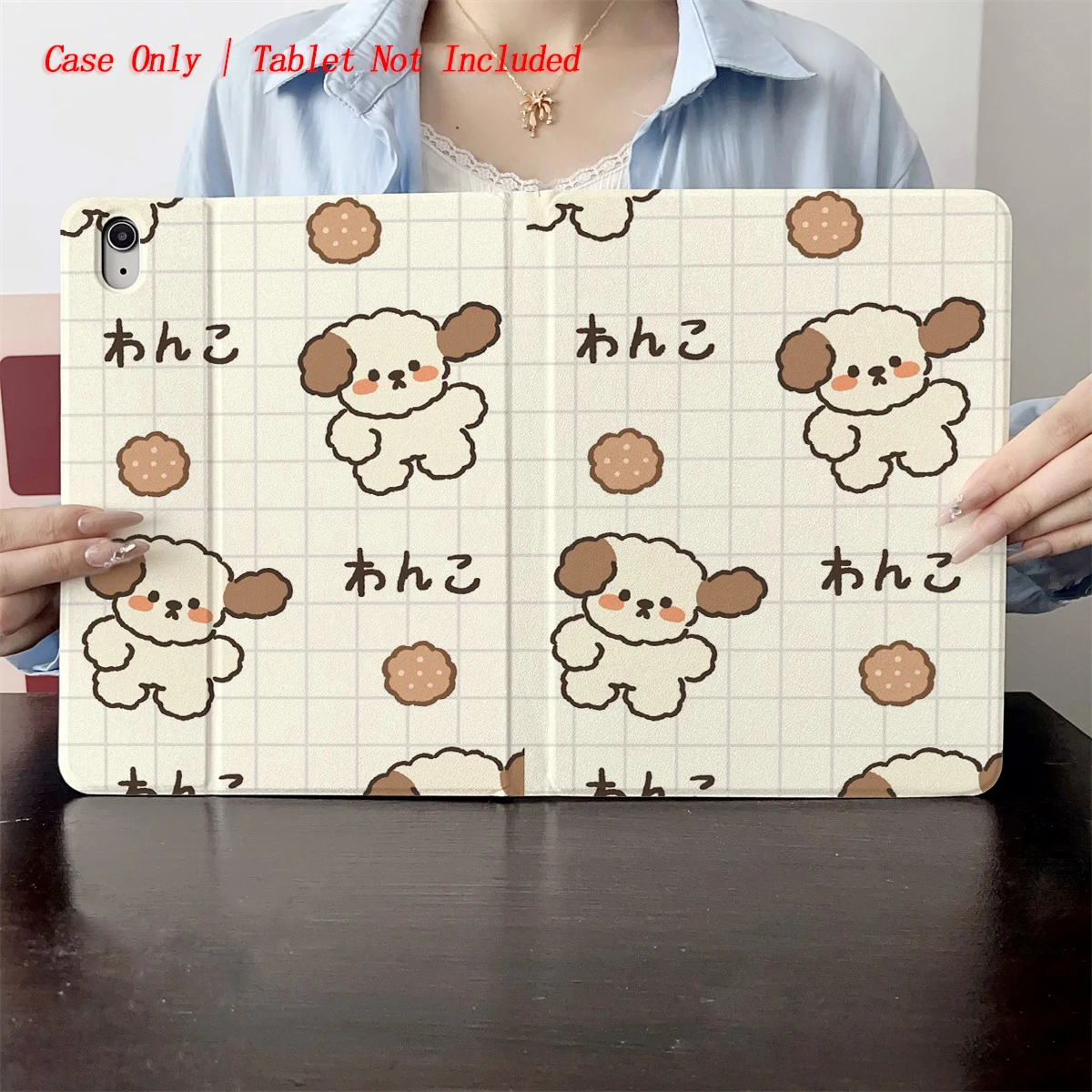 

2025 г., милая коричневая собака и клетчатый узор с принтом, подходит для нескольких чехлов для планшетных компьютеров Apple, таких как iPad/iPad pro/iPad air