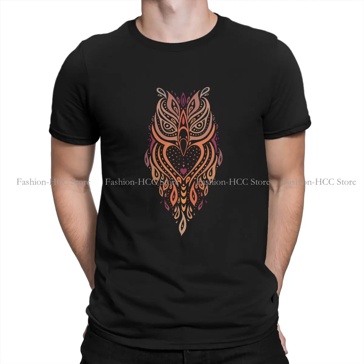 Design O Neck TShirt Abstract Owl Design Original Polyester T Shirt Man's Tops Individuality