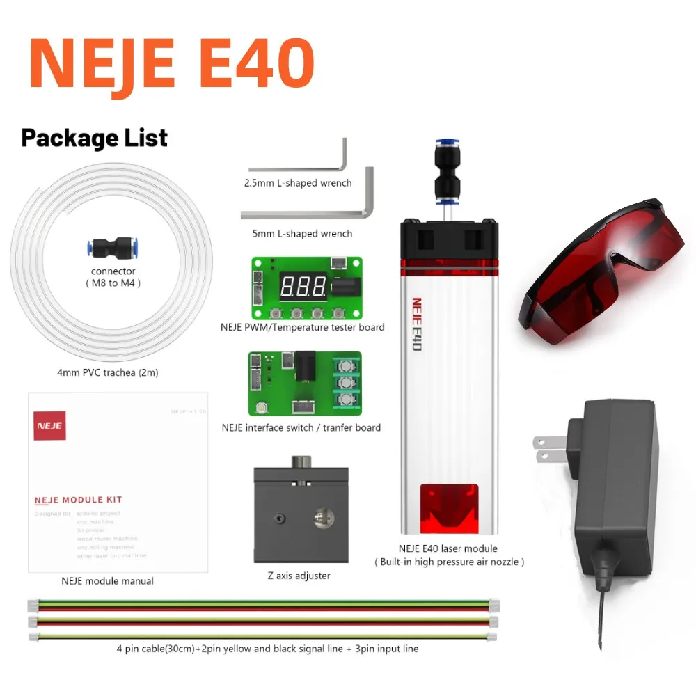 

NEJE E40 A40640 E80 20W 40W 80W Laser Head For Engraver Wood Cutting CNC DIY Laser Tools 450nm Blue Light TTL Laser Module