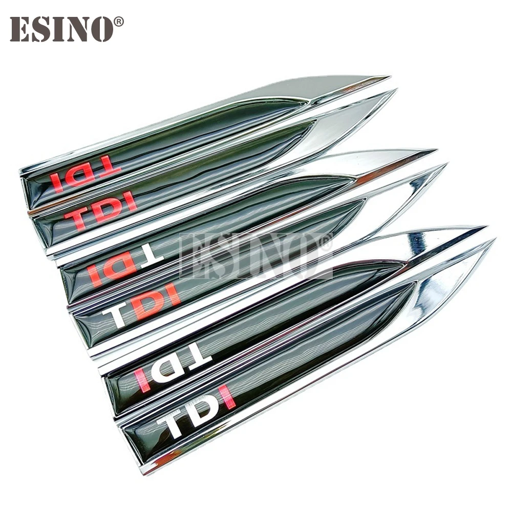 

2 x 3D TDI Body Fender Side Metal Chrome Zinc Alloy Knife Side 3D Adhesive Emblems Badges Decals for Volkswagen Golf Touareg
