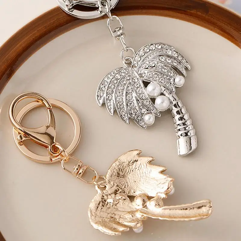 Stylish Coconut Tree Palm Key Chain For Women Men Creative Gold Color Alloy Keyring Ornament Bag Purse Charm Accessories