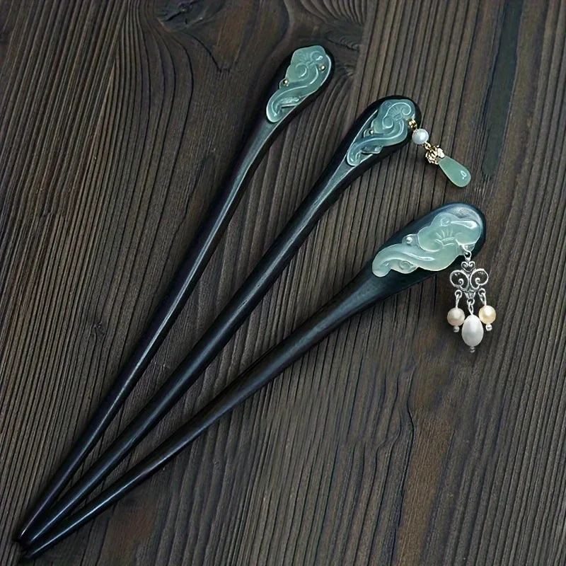 1pc Retro Imitation Chalcedony Hairpin Elegant Tassel Hair Tool Hanfu Ethnic Hairstyles Festivals Wearing Jewelry Hair Accessory