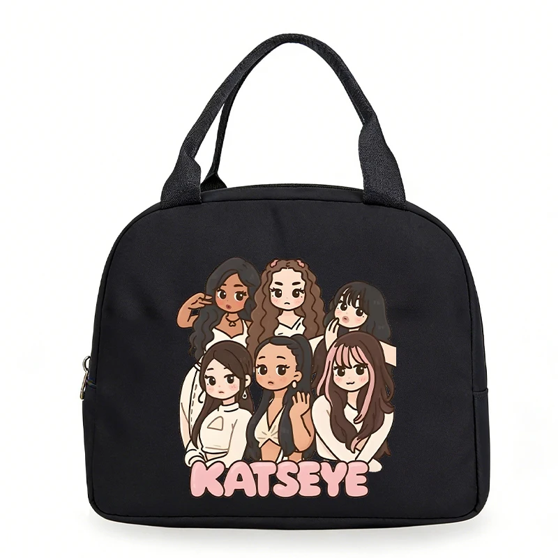 Hip Hop Girl Group Katseye Portable Lunch Bag Women Multifunctional Insulation Pouch Outdoor Kids Bento Lunch Bags