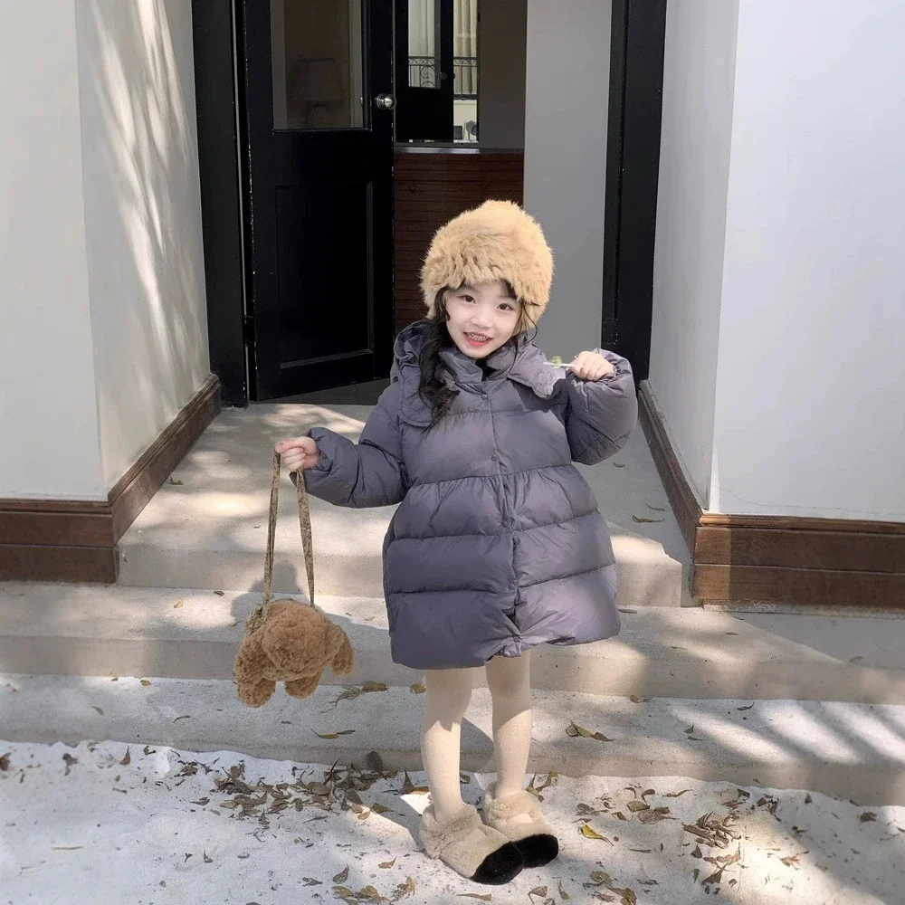 

Girls' Cotton Coat Thickened 2025 New Style Warm Winter Clothes for Little Girls Hooded Soft Comfortable Children's Jacket RM85