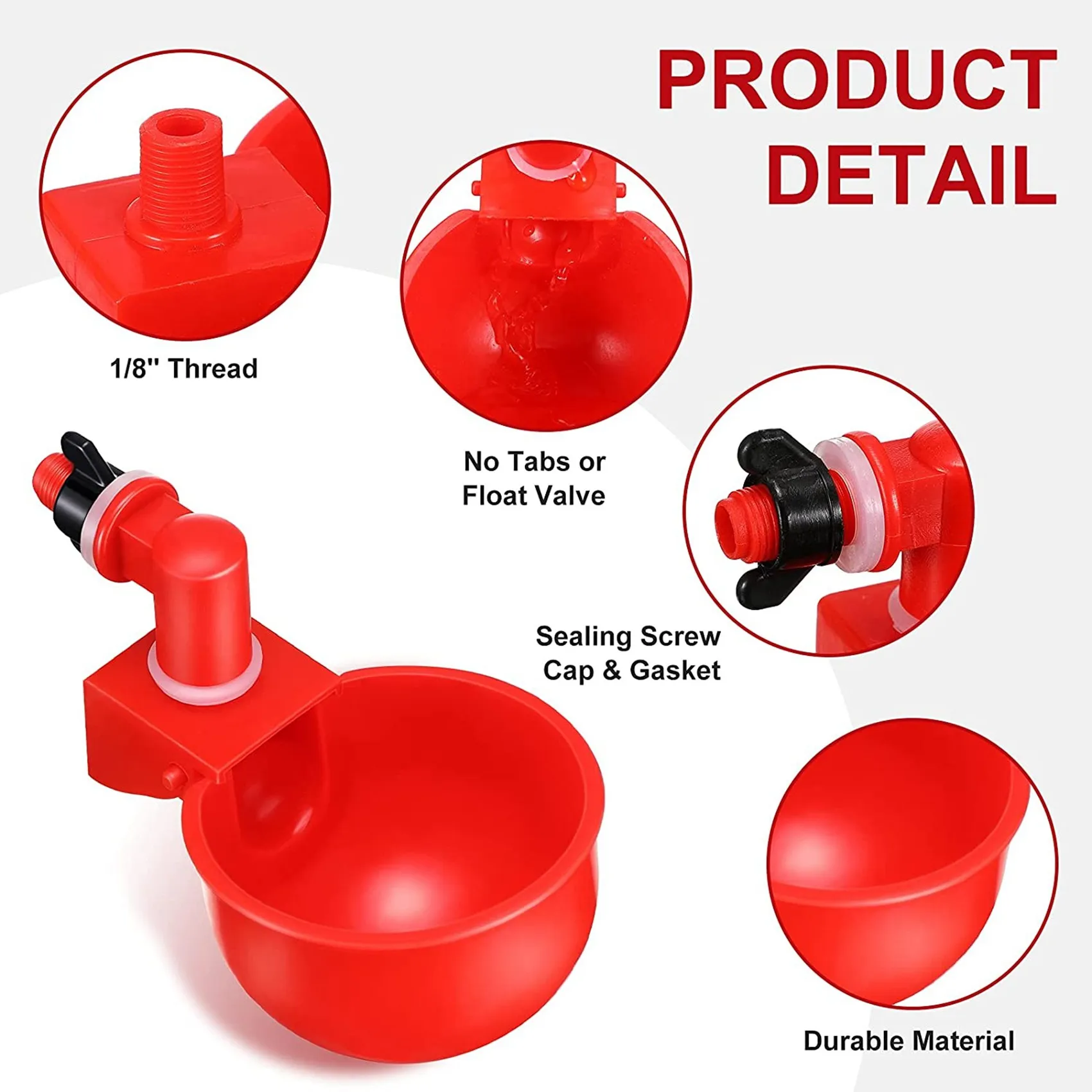 KYCOR-24PCS Chicken Watering Cup Automatic Filling Waterer Poultry Drinking Bowl Thread Watering Feeder Cup For Chicken