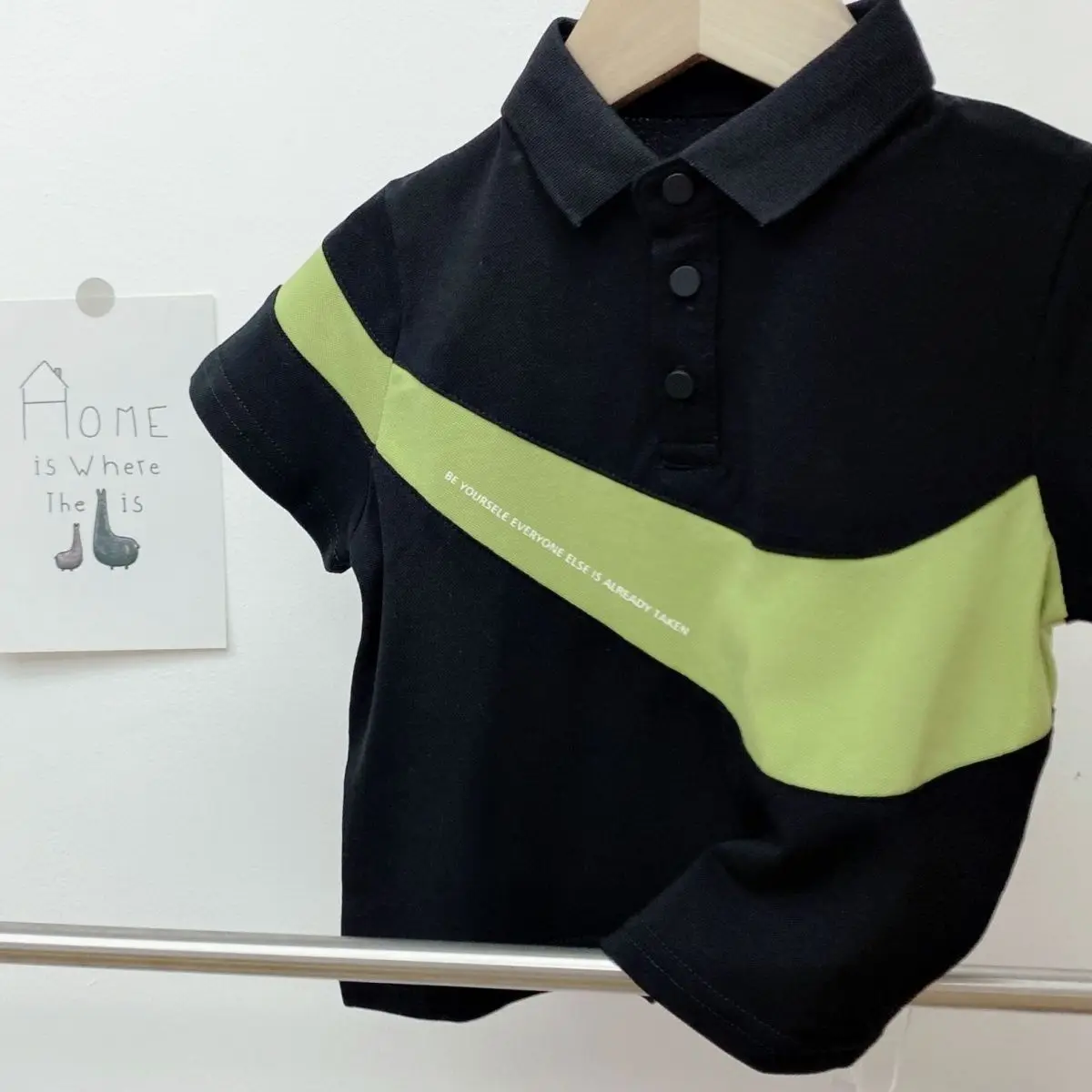 

Children's Short-Sleeved Polo Shirt Baby T-shirt Lapel Polo Shirt Summer Patchwork Top Boy's Short-Sleeved T-shirt