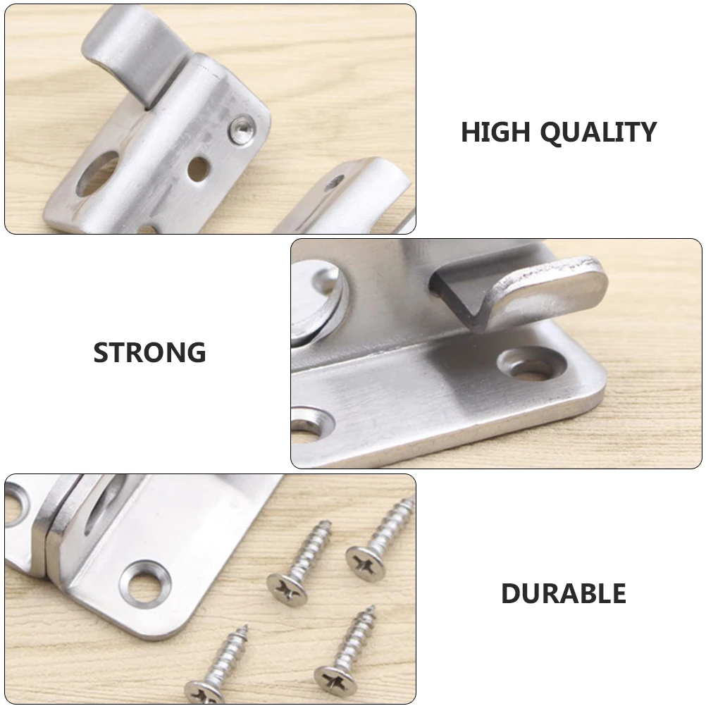 

2 Pcs Versatile Stainless Steel Door Lock Sliding Gate Latch Durable Household Security