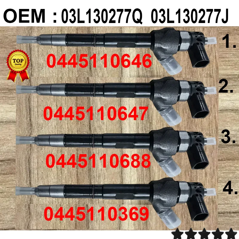 

4 шт. 0445110369 дизельный топливный инжектор 0445110368 03L 130 277 J Новый 03L 130 277J 03L130277J 0986435166 для Audi A1 VW Amarok