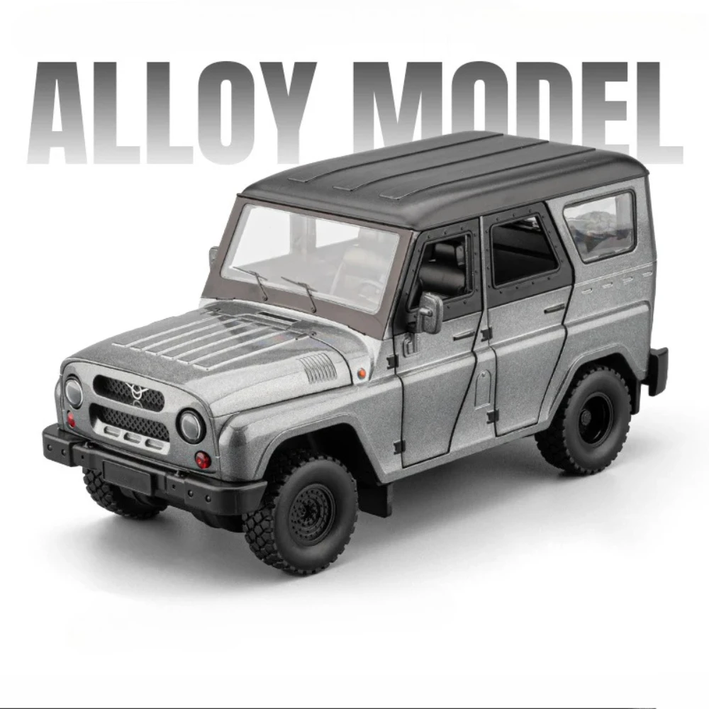 1:18 UAZ Hunter H2 Polizeiauto Modell Spielzeug Sound Licht Zurückziehen Stoßdämpfung Geländewagen Miniatur Geschenke für Kinder