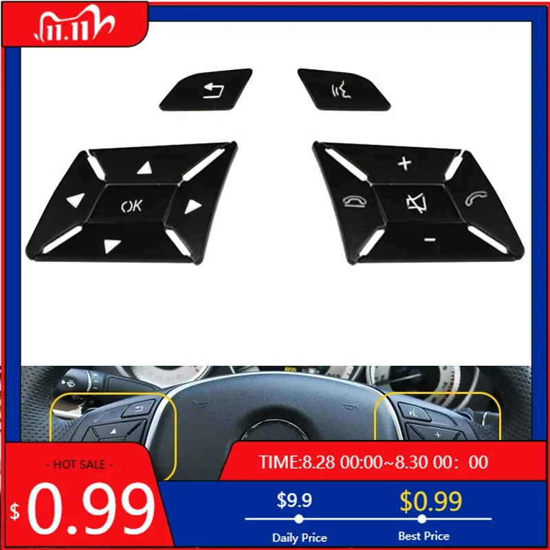 

Наклейки для интерьера, черная наклейка на кнопку переключателя на руль, наклейка на крышку для Mercedes Benz A B C E Ml Gl Cla Gla Glk Sl Class W17