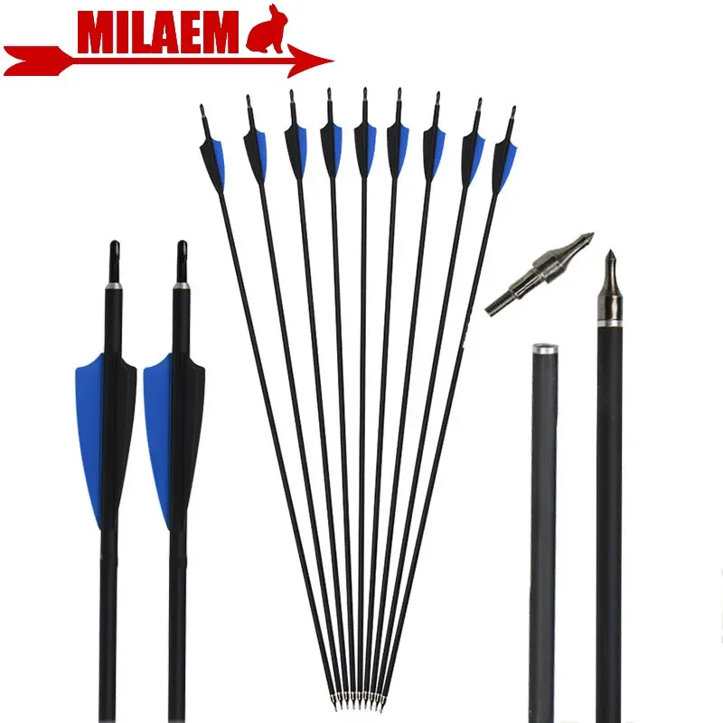 

6/12/24pcs Archery Carbon Arrow 500 Spine Arrow 31.5inch ID 6.2mm OD7.8mm Recurve Compound Bow Hunting Accessories