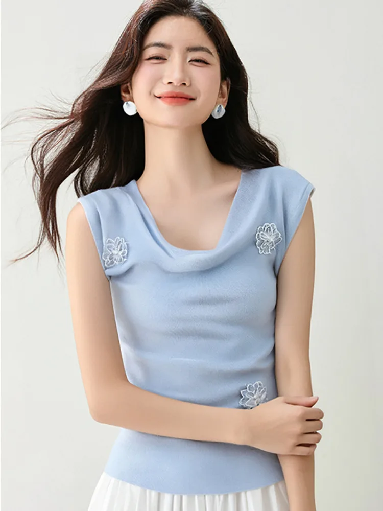 

French Fashion Knitted Sweater T-Shirt Summer Elegant Thin Short Sleeve Knitwear Pullover Tops Korean Casual Slim Fit Pull Femme