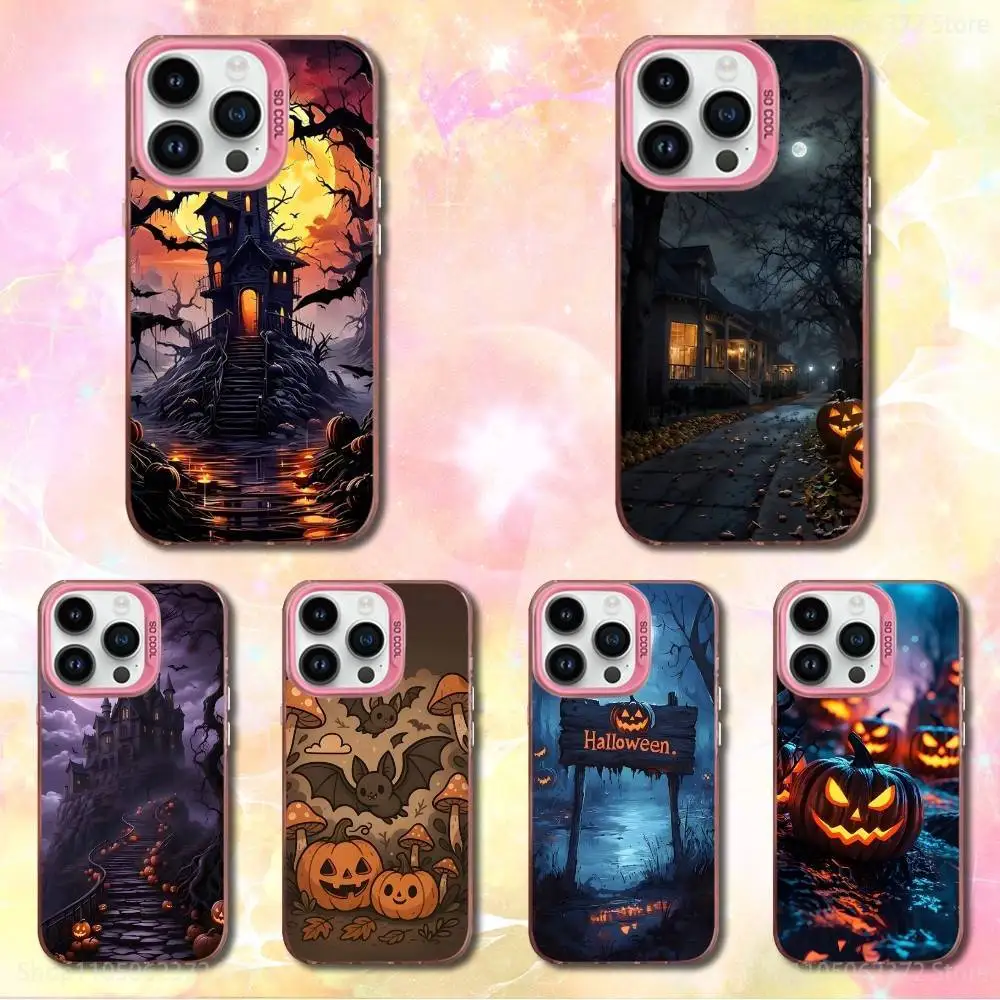 

Horror Art Halloween Phone Case For iPhone 12,11,14,16,13,15,Mini,Pro,MAX,SE,XS, Pink Matte Silicone Cover