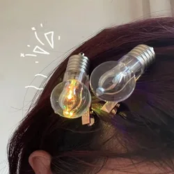 New Funny Light Bulb Hairpin Female Luminous Duckbill Hair Clip Dancing Party Led Headwear Glowing Light Bulb Hair Accessories