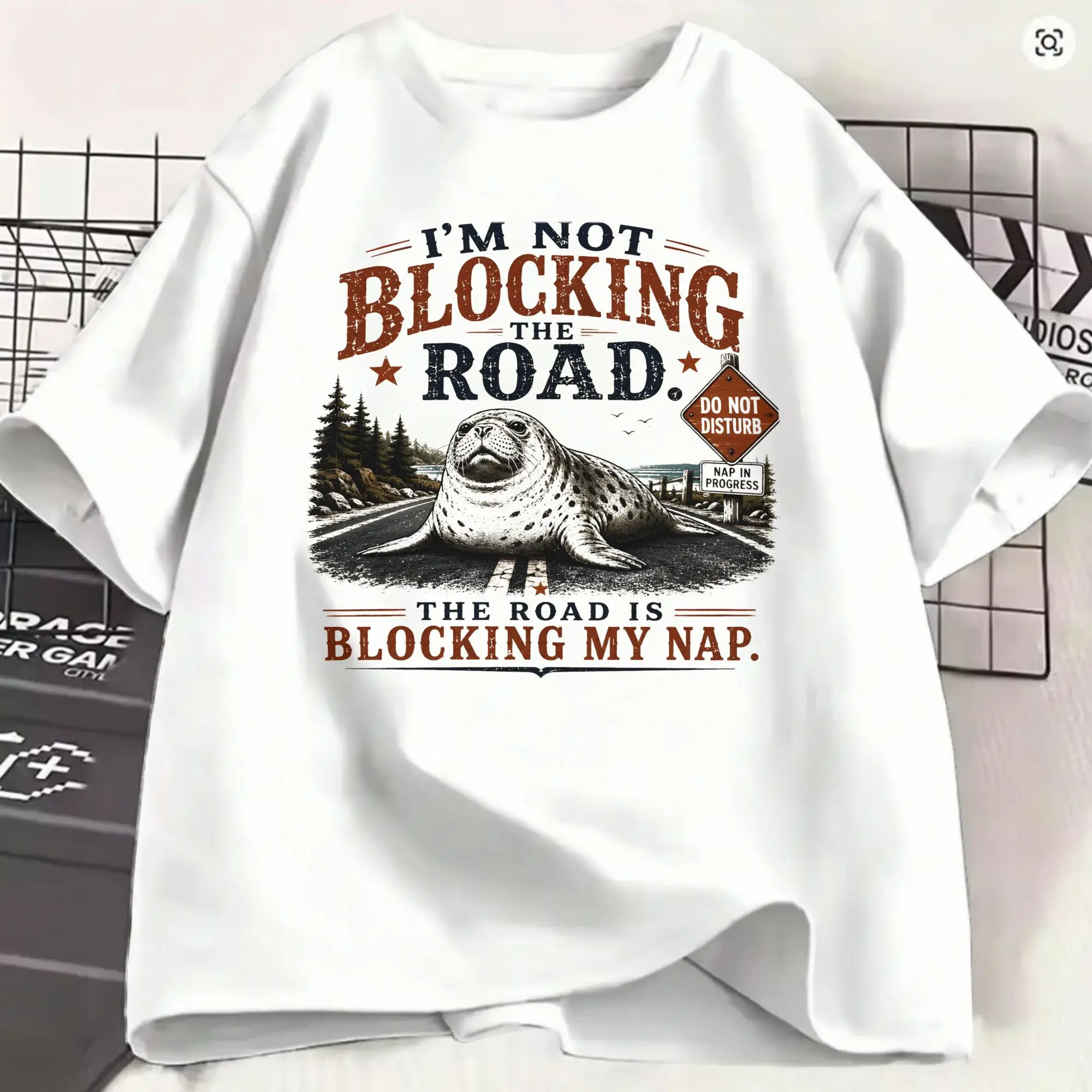 Men Neil the Seal  T Shirt  Cotton Tops Funny Short Sleeve Crewneck Tee Shirt Birthday Gift T-Shirt