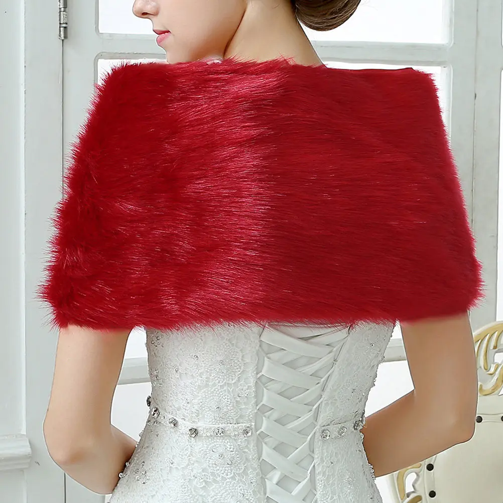 

Теплая свадебная накидка из акрилового волокна, красная зимняя шаль для невесты, элегантное украшение для свадебного платья, теплая свадебная накидка-кейп