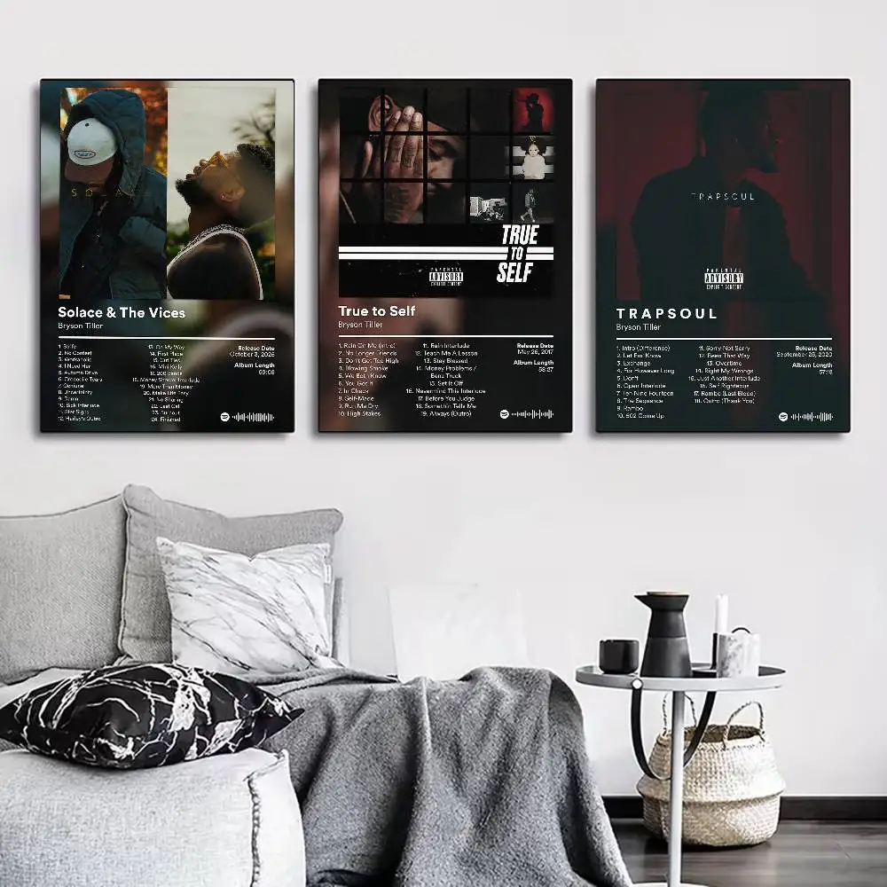 B-Bryson Tiller Rapper Poster for Living Room, Bedroom, Office, or Bar, Frameless, Indoor Use, Bedroom Wall Art.