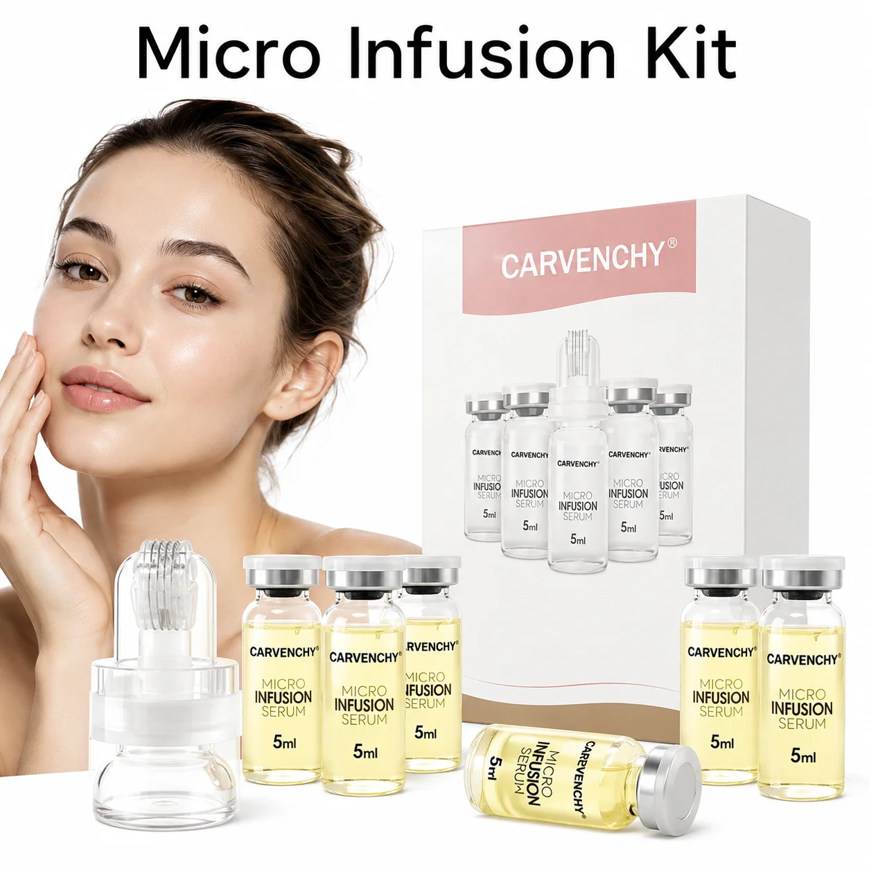 Collagen Micro Infusion Kit Facial Serum Roller Niacinamide Hydrating Essence for Firming Brightening and Skin Texture Care