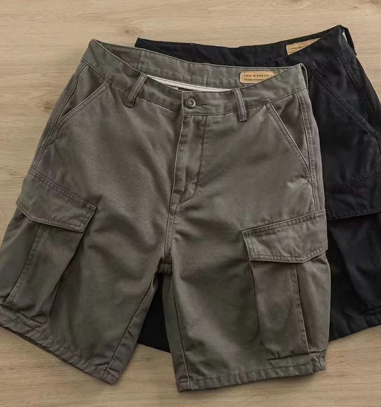 

Summer Thin Casual Workwear orts Men's Loose Fit Vintage Trendy Teenage Student 5-Point Pants Straight Leg ket Detail