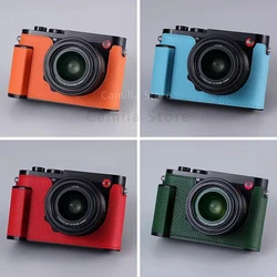 handwork Photo Camera Genuine leather cowhide Bag Body BOX Case For leica Q3 Q-3 hand grip Protective sleeve 1/4 screw base skin