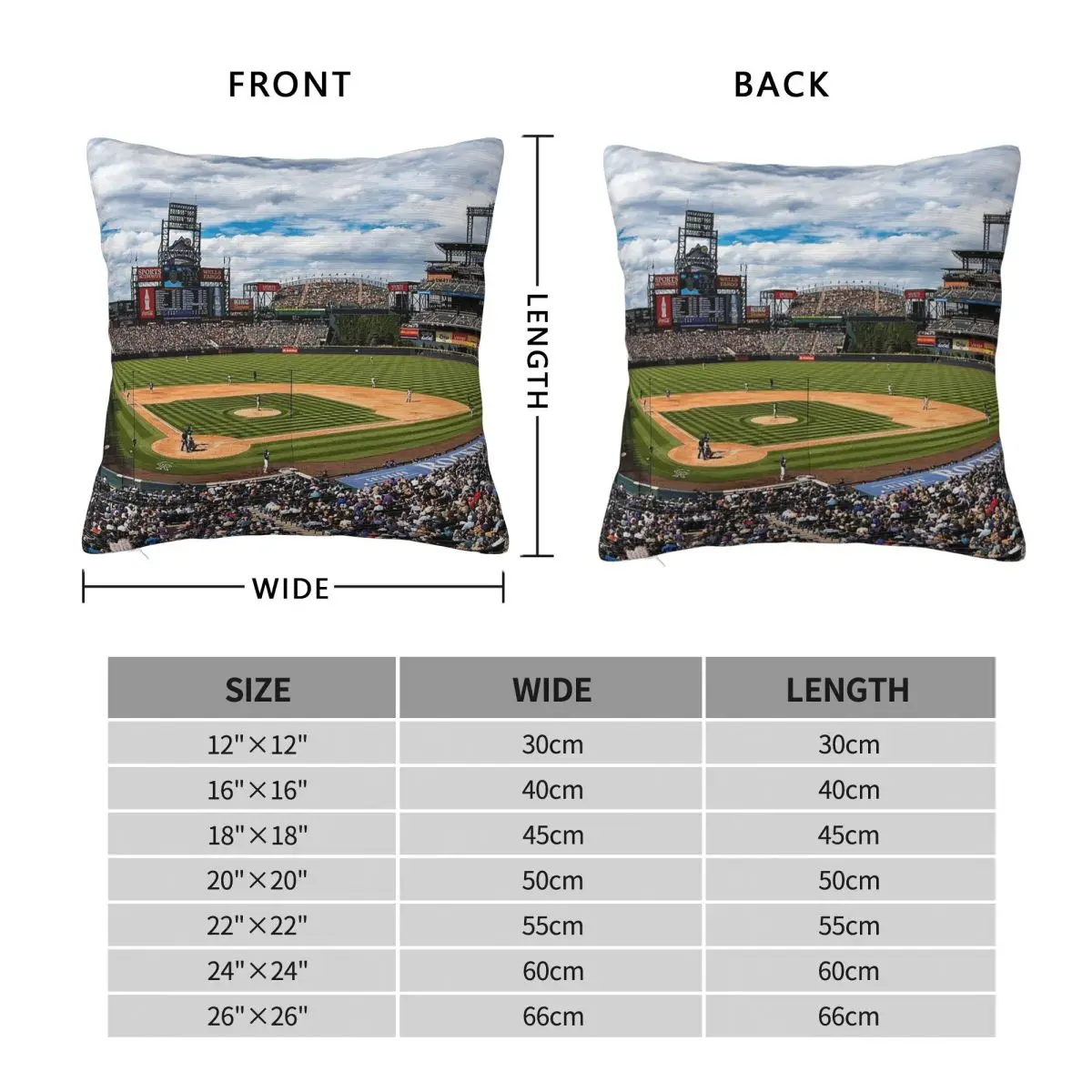 Coors Field Baseball Stadium Square Pillowcase Polyester Linen Velvet Printed Zip Decor Home Cushion Cover