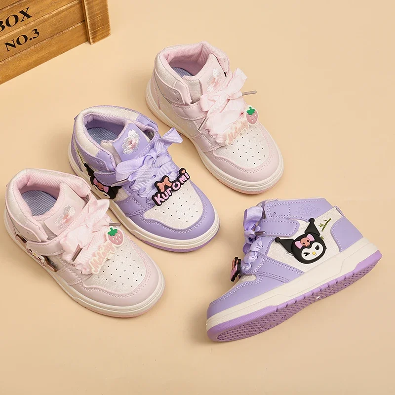 Sanrio Kuromi  my melody Children's Casual Shoes Girls Cartoon Comfortable Board Shoes Breathable Non Slip Running Sneakers