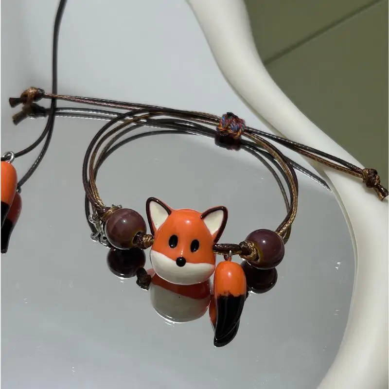 S 1/3/5 unidades: pulsera tejida a mano con forma de animal, un accesorio original y adorable con motivos de zorro, ideal como complemento único para el día a día o para fiestas, y perfecta como regalo para mujeres.