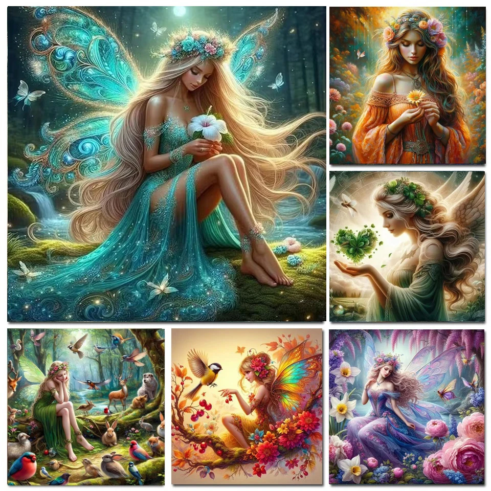 5d DIY Diamond Painting Mosaic Cross Stitch Kits Flower Fairy Angel Elf Girl Animal Picture Of Rhinestones Portrait Embroidery