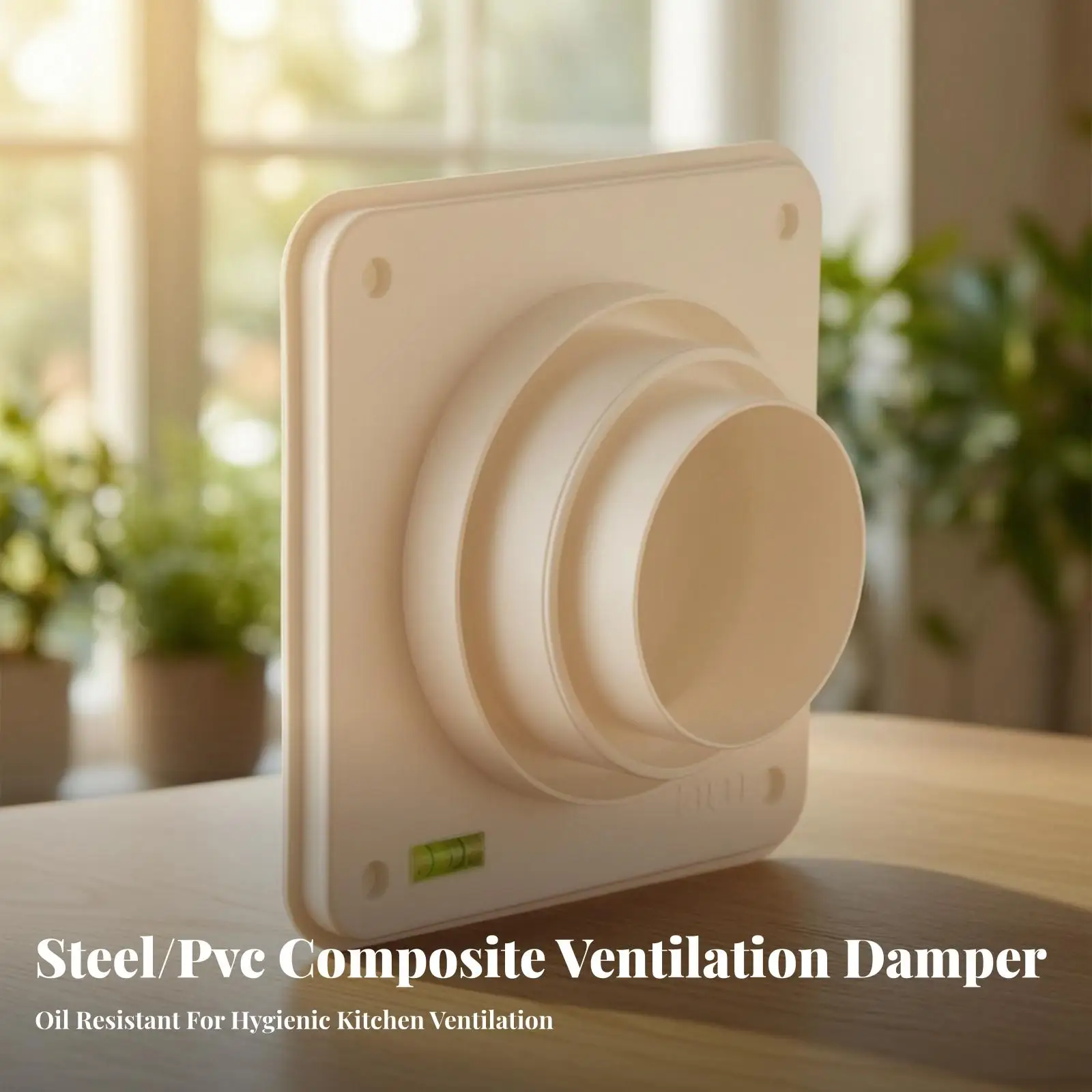 Low Profile PVC Check Valve for Bathroom Exhaust Fan Draft Damper with Wall Mount Plate
