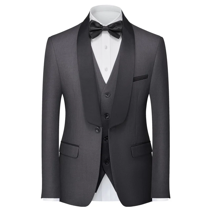 (Jackets+Vest+Pants) Fashion Men High Quality Cotton Business Blazers/Male Slim Fit Three-Piece Suits/Groom Dress Tuxedo M-6XL