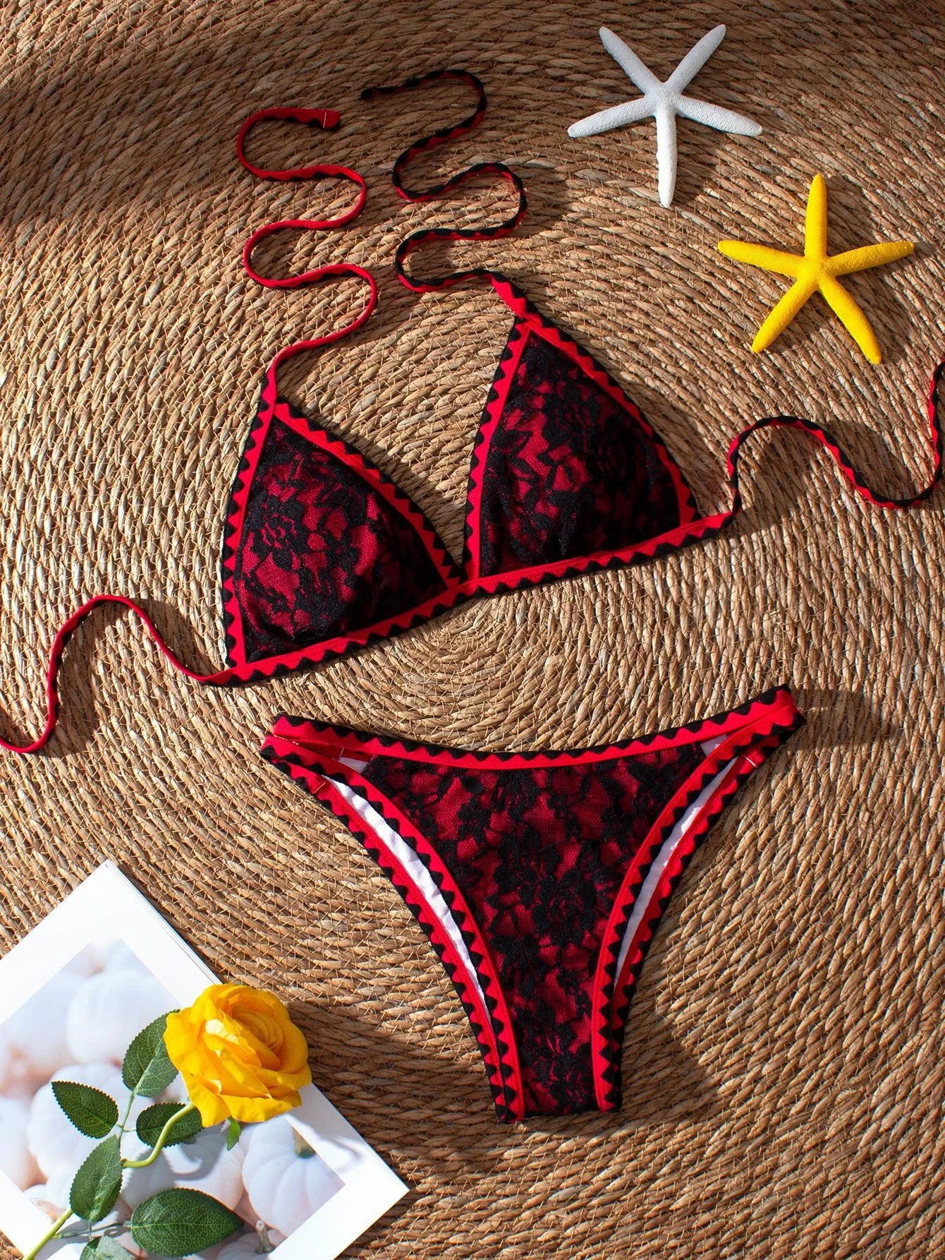 2025 Sexy Halter Bikini Set Women's Printed Two Piece Swimwear Adjustable Neck Tie for Beach Vacation Sexy Lace Swimsuit Outfits