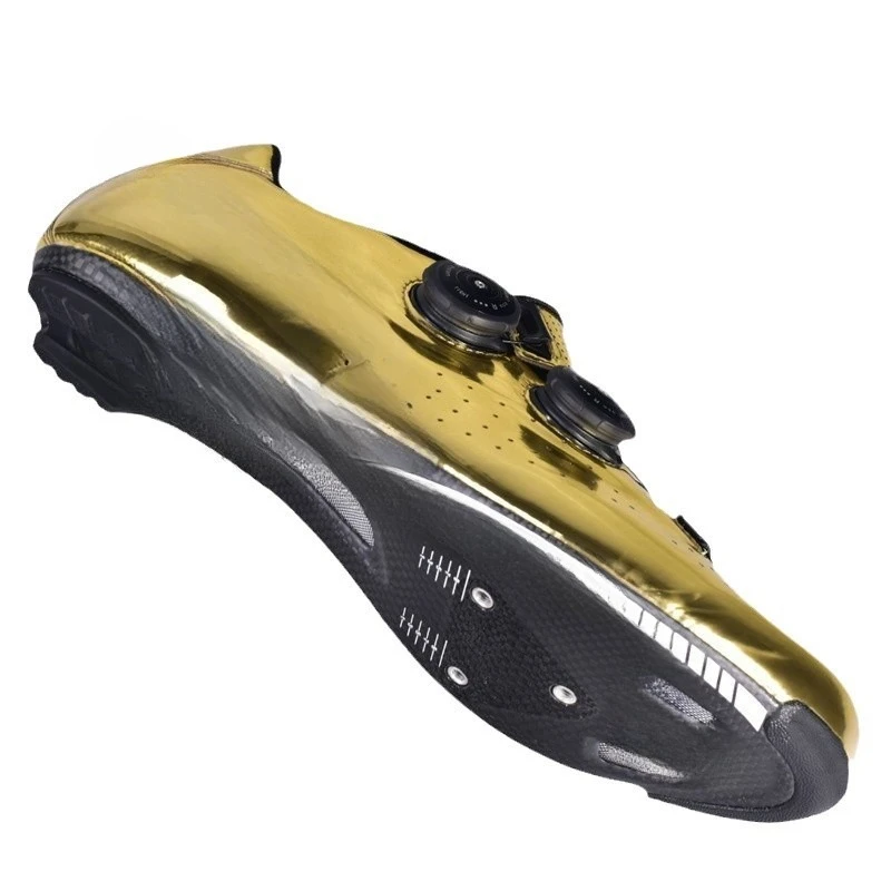 

Road cycling shoes, gold microfiber double knob shoes buckle bicycle lock shoes