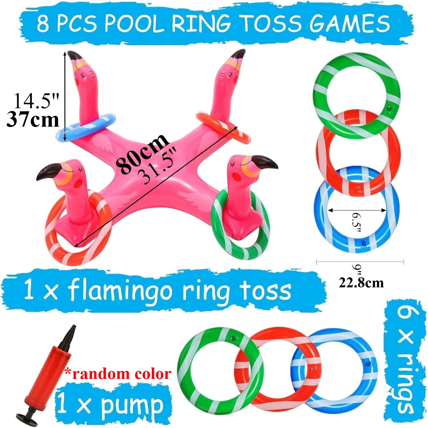 Flamingo Pool Floats Toys Games Set Inflatable Cross Ring Toss Game with Rings for Kids Adults Family Swimming Pool Water Game