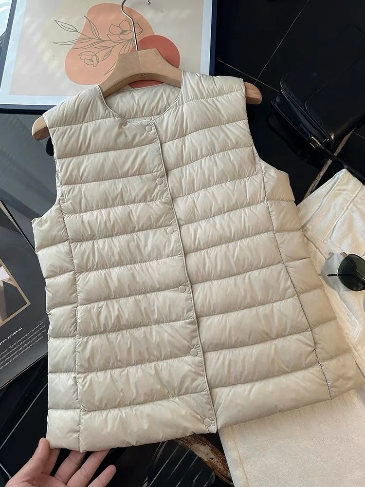 Women's Sleeveless Lightweight Down Jacket Vest 2026 Autumn and Winter Wear Women's Commuter Warm Waistcoat Vest Jacket