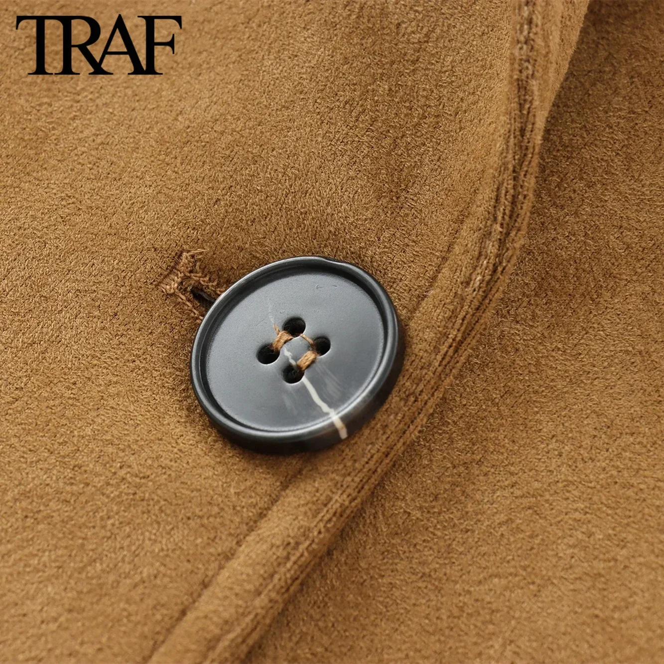 TRAF Women Fashion Spring Autumn New Long Sleeve Single Breasted Casual Suits Jacket Chic Female Flip Pocket Blazers Suit Coat